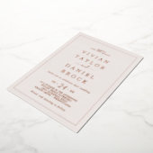Minimale Roos Gold Foil | Blush Bold Names Weddens Folie Uitnodiging (Gedraaid)