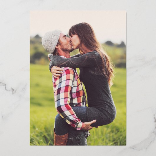 Minimale Roos Gold Foil | Blush Photo Back Wedding Folie Uitnodiging (Achterkant)