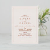 Minimale Roos Gold Foil | Blush Photo Back Wedding Folie Uitnodiging (Staand Voorkant)