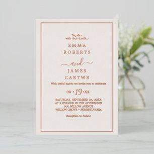 Minimale Roos Gold Foil Blush Photo Back Wedding Folie Uitnodiging