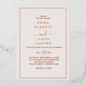 Minimale Roos Gold Foil | Blush Photo Back Wedding Folie Uitnodiging (Voorkant)