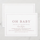 Minimale Roos Gold Horizontal Oh Baby Baby shower Kaart (Voorkant / Achterkant)