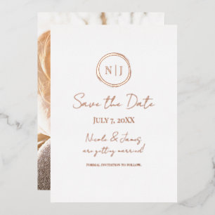 Minimale Roos Gold Modern Glam Save the Date Photo Folie Uitnodiging
