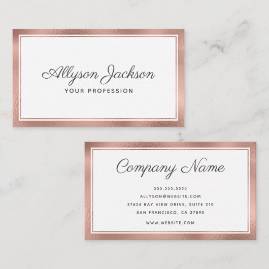 Minimale roos Gold Modern Visitekaartje (Voorkant / Achterkant)