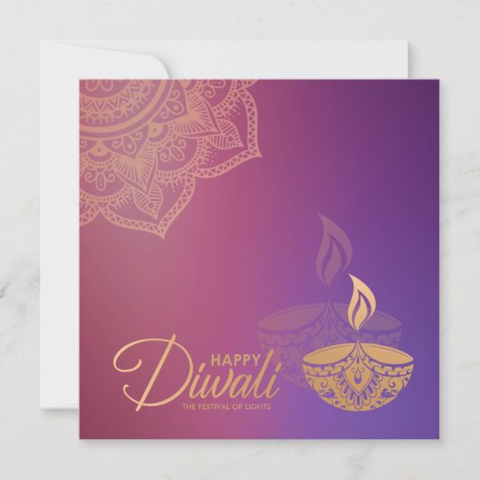 Minimale Roos Gold ornament Happy Diwali Kaart (Voorkant)