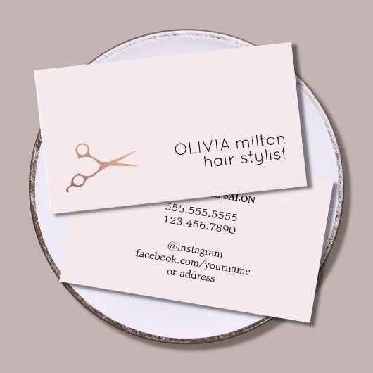 Minimale Roos Gold Scissors Hair Stylist Visitekaartje