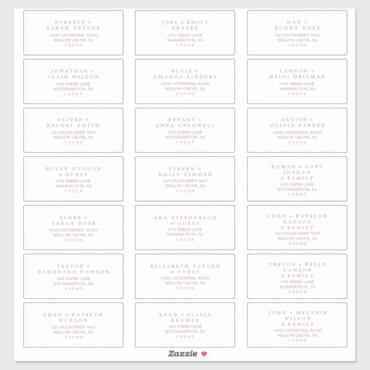 Minimale Roos Gold Typografie GastAdresetiketten Sticker (Vel)