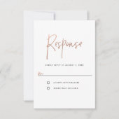 Minimale Roos Gold Typografie RSVP Kaartje (Voorkant)