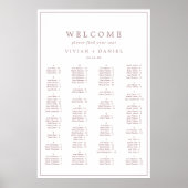 Minimale Roos Gold Typography Seating Chart Poster (Voorkant)