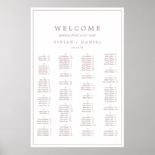 Minimale Roos Gold Typography Seating Chart Poster