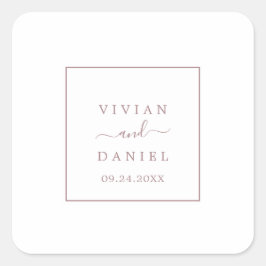 Minimale Roos Gold Wedding Envelope-zegels Vierkante Sticker