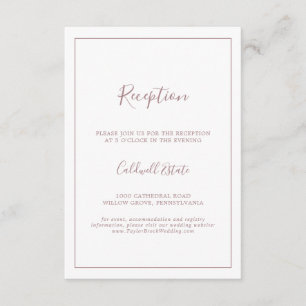 Minimale Roos Gold Wedding Reception Tussenvoegsel Informatiekaartje