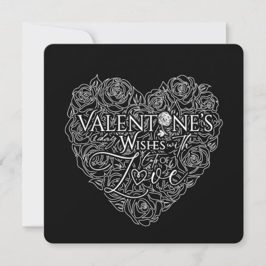 Minimale Roos Hart Valentijnsdag Lijnkunst Feestdagenkaart (Voorkant)