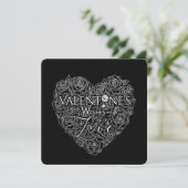 Minimale Roos Hart Valentijnsdag Lijnkunst Feestdagenkaart (Staand voorkant)