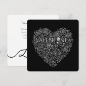 Minimale Roos Hart Valentijnsdag Lijnkunst Feestdagenkaart (Voorkant / Achterkant)