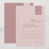 Minimale Roos roze typografie bruiloft Kaart (Voorkant / Achterkant)