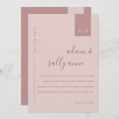 Minimale Roos roze typografie bruiloft Kaart (Voorkant / Achterkant)