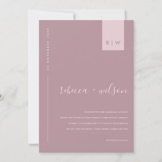 Minimale Roos roze Typografie Weddenfoto Kaart (Voorkant)