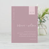 Minimale Roos roze Typografie Weddenfoto Kaart (Staand voorkant)