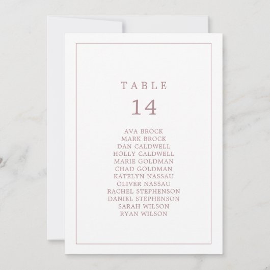 Minimale Roos Typografie Tabelnummer zitplaats (Achterkant)