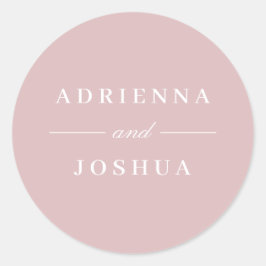 Minimale Roos voor Elegant Monogram Wedding Dusty Ronde Sticker