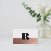 Minimale Roos voor monogram Gold Black Visitekaartje (Staand voorkant)