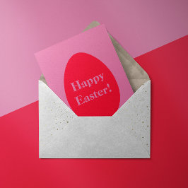 Minimale rooster voor rood en roze ei feestdagenkaart