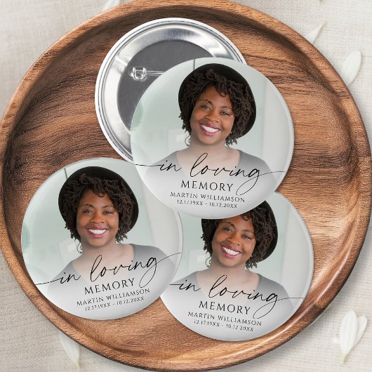 Minimale rouwfoto In liefdevolle herinnering Herde Ronde Button 5,7 Cm