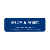 Minimale Royal Blue Kerst Groeten Adres Etiket (Voorkant)