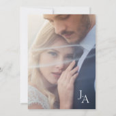 Minimale Royal Blue Opulence Script Foto Bruiloft Kaart (Achterkant)