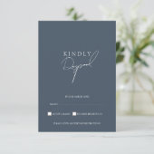 Minimale Royal Blue Opulence Script Foto Bruiloft RSVP Kaartje (Staand voorkant)