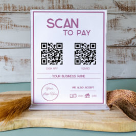 Minimale roze 2 QR codes zakelijke scan te betalen Poster