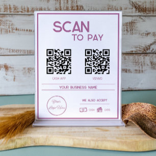 Minimale roze 2 QR codes zakelijke scan te betalen Poster