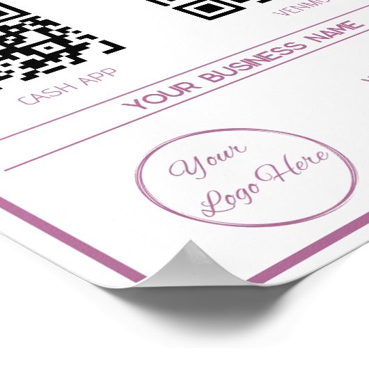Minimale roze 2 QR codes zakelijke scan te betalen Poster (Hoek)