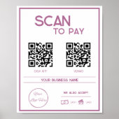 Minimale roze 2 QR codes zakelijke scan te betalen Poster (Voorkant)