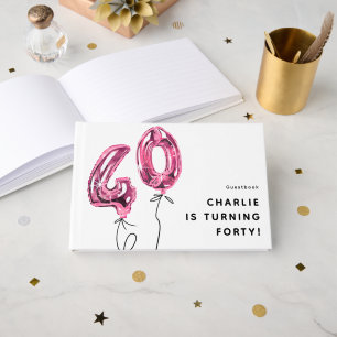 Minimale Roze 40 Ballon 40e Verjaardagsfeestje Gastenboek