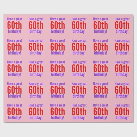 Minimale, roze, 60e verjaardag Verpakkingspapier Cadeaupapier (Vlak)