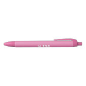 Minimale roze aangepaste monogram initiaal naam zwarte inkt pen (Bovenkant)