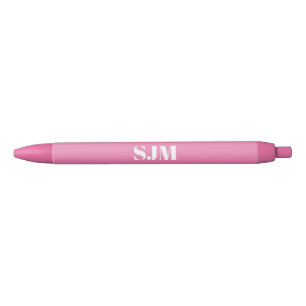 Minimale roze aangepaste monogram initiaal naam zwarte inkt pen