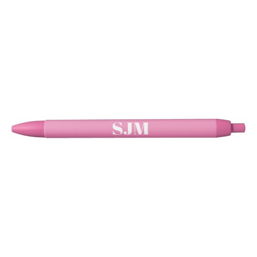 Minimale roze aangepaste monogram initiaal naam zwarte inkt pen (Voorkant)