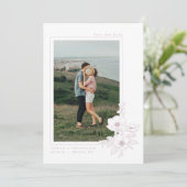 Minimale Roze Anemoon Kunst Bloemige Trouwdag Save The Date (Staand voorkant)