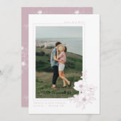 Minimale Roze Anemoon Kunst Bloemige Trouwdag Save The Date (Voorkant / Achterkant)