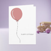 Minimale roze ballon Happy Birthday Greeting Kaart