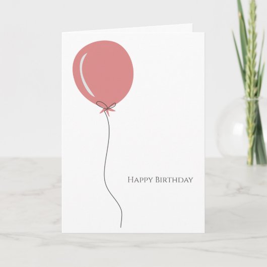 Minimale roze ballon Happy Birthday Greeting Kaart (Voorkant)