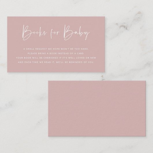 Minimale roze bankboeken voor Baby Kaart (Voorkant / Achterkant)