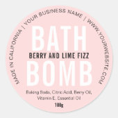 Minimale roze bath Bomb of Shower Fizzers Elegant Ronde Sticker (Voorkant)