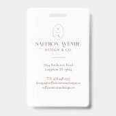 Minimale Roze Beige ID Aangepaste Monogram Logo & Badge (Achterkant)