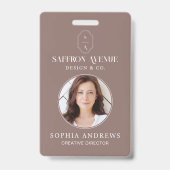 Minimale Roze Beige ID Aangepaste Monogram Logo & Badge (Voorzijde)