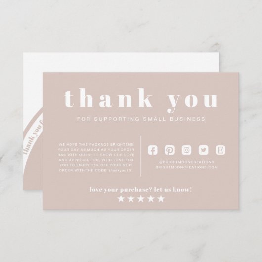 Minimale roze besteltoevoeging Hartelijk dank voor Informatiekaartje (Voorkant / Achterkant)