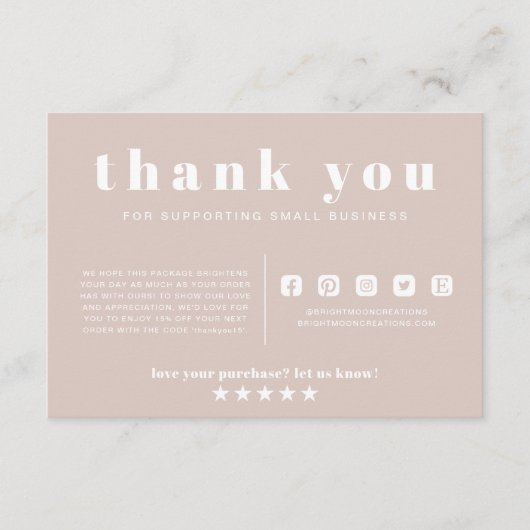 Minimale roze besteltoevoeging Hartelijk dank voor Informatiekaartje (Voorkant)